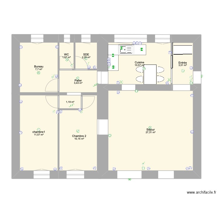 Maison 1 Charbuy . Plan de 5 pièces et 81 m2