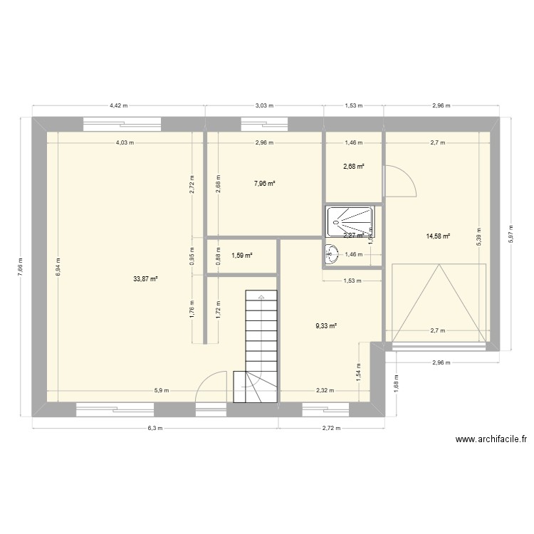 bois d'arcy. Plan de 14 pièces et 128 m2