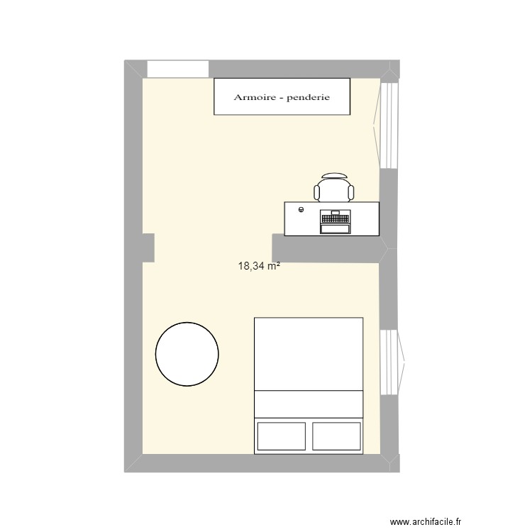 loulou. Plan de 1 pièce et 18 m2