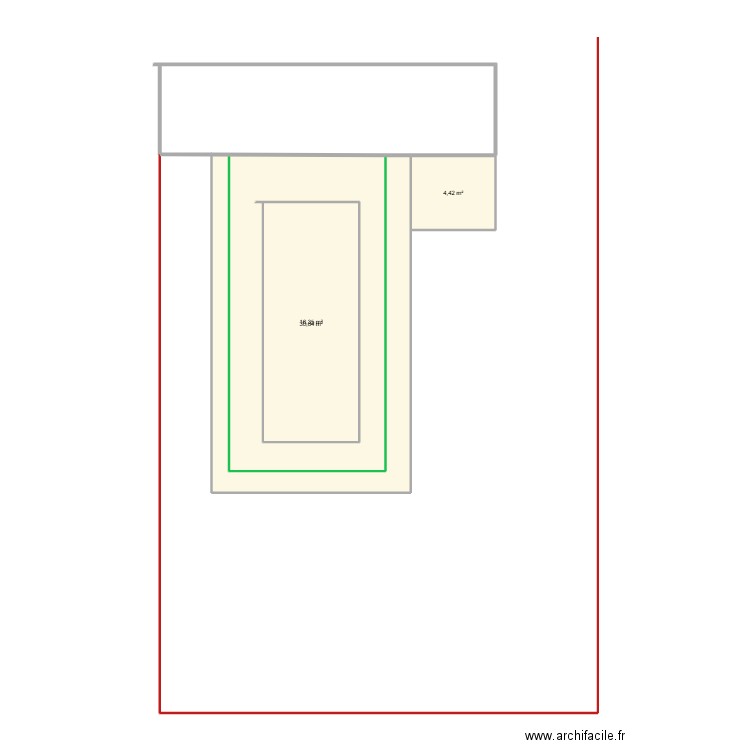 terrain. Plan de 3 pièces et 68 m2