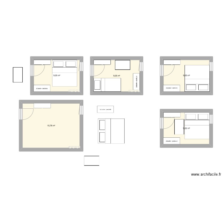 Ma chambre fr. Plan de 5 pièces et 52 m2