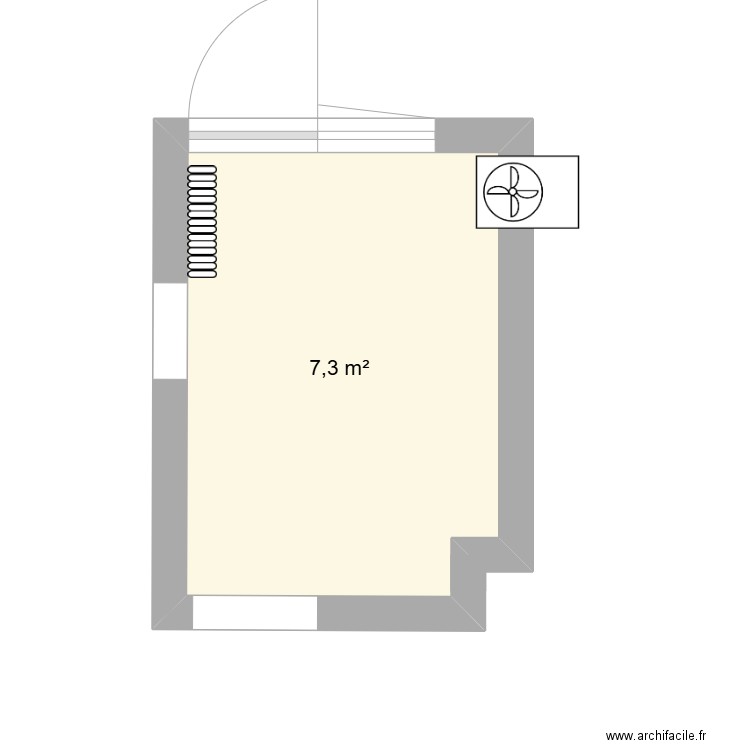 cuisine. Plan de 1 pièce et 7 m2