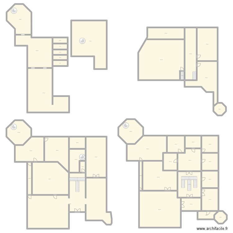 manoir. Plan de 43 pièces et 1285 m2