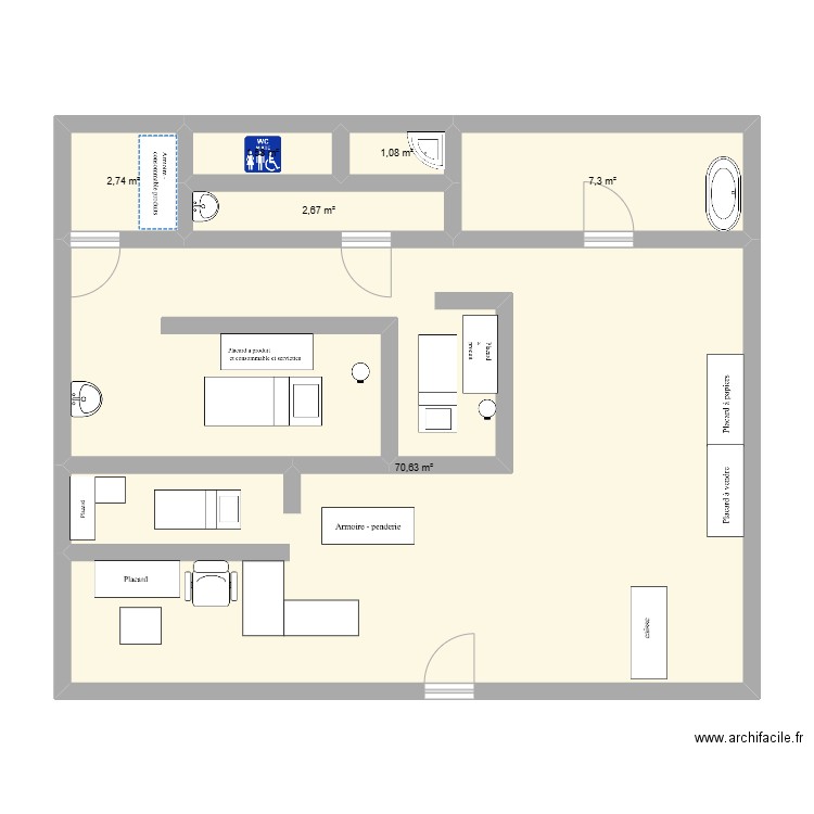 dossier vente. Plan de 6 pièces et 86 m2