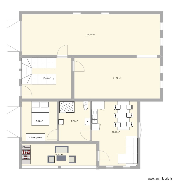 lardier. Plan de 18 pièces et 223 m2