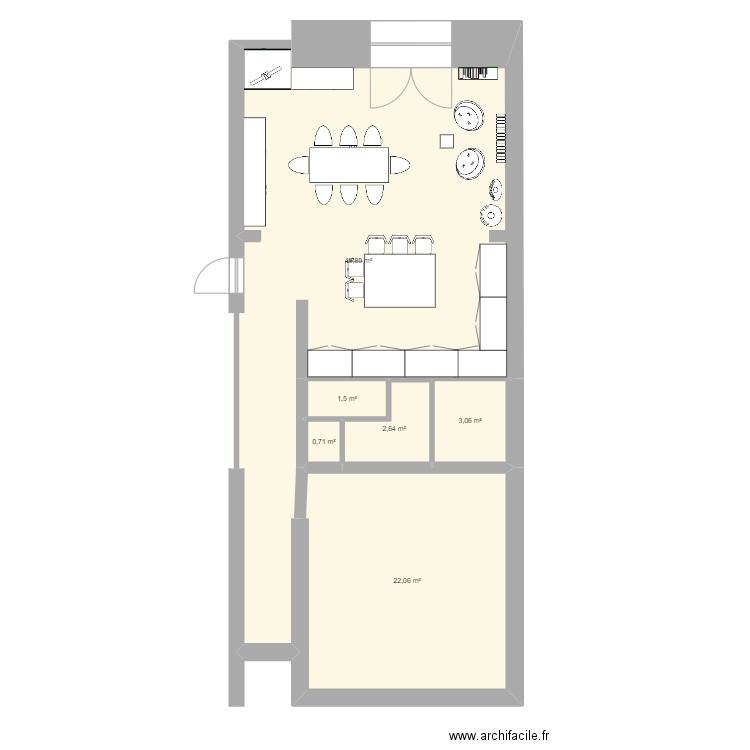 MAISON APRES cuisine ilot BIS. Plan de 6 pièces et 79 m2