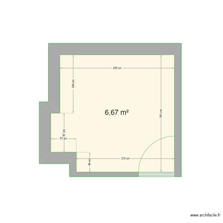 Cuicine. Plan de 1 pièce et 7 m2