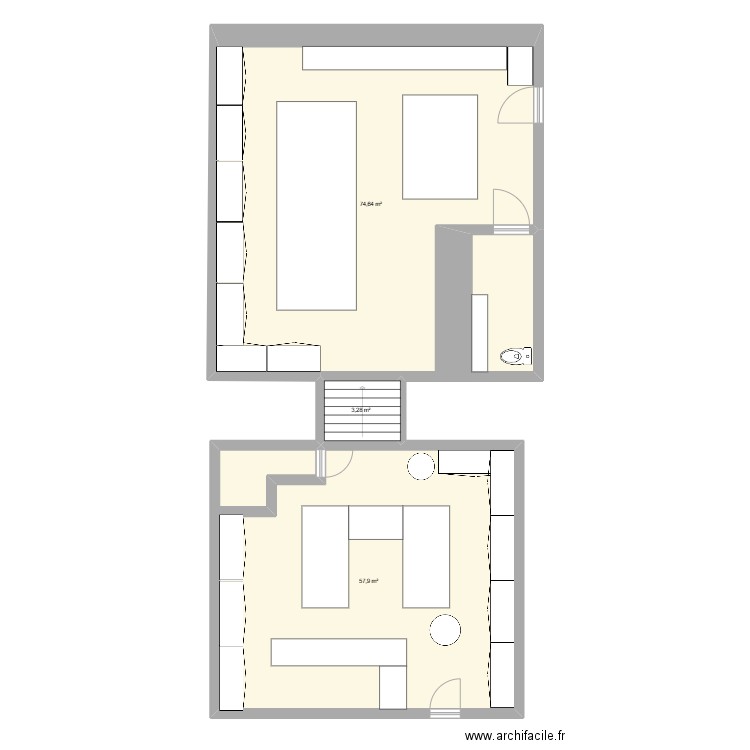 Kikazh. Plan de 3 pièces et 136 m2