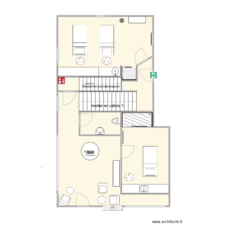 institut 1. Plan de 5 pièces et 74 m2