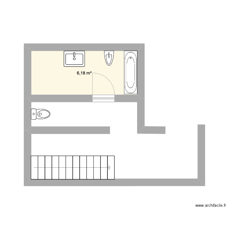 Salle de bain. Plan de 1 pièce et 6 m2