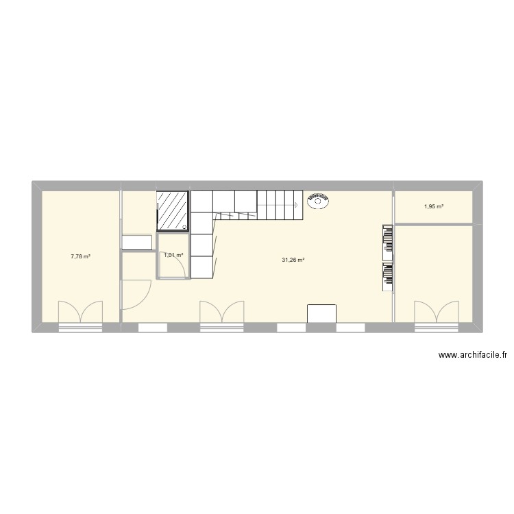 Veranda 1. Plan de 4 pièces et 42 m2