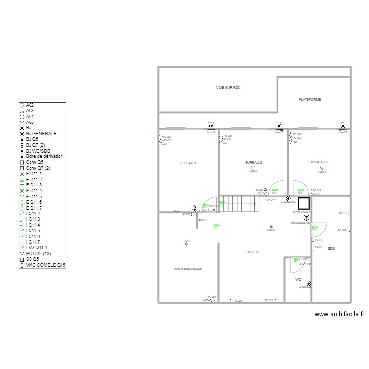 ERT R+1. Plan de 7 pièces et 128 m2