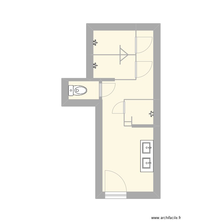 TCB Douches. Plan de 7 pièces et 13 m2