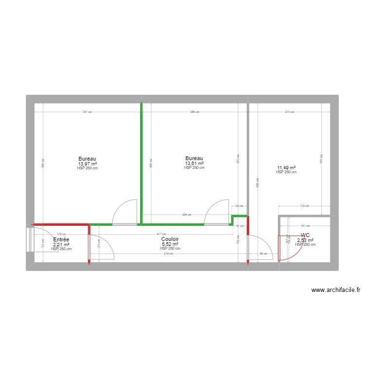 locaux herve thermique . Plan de 6 pièces et 50 m2