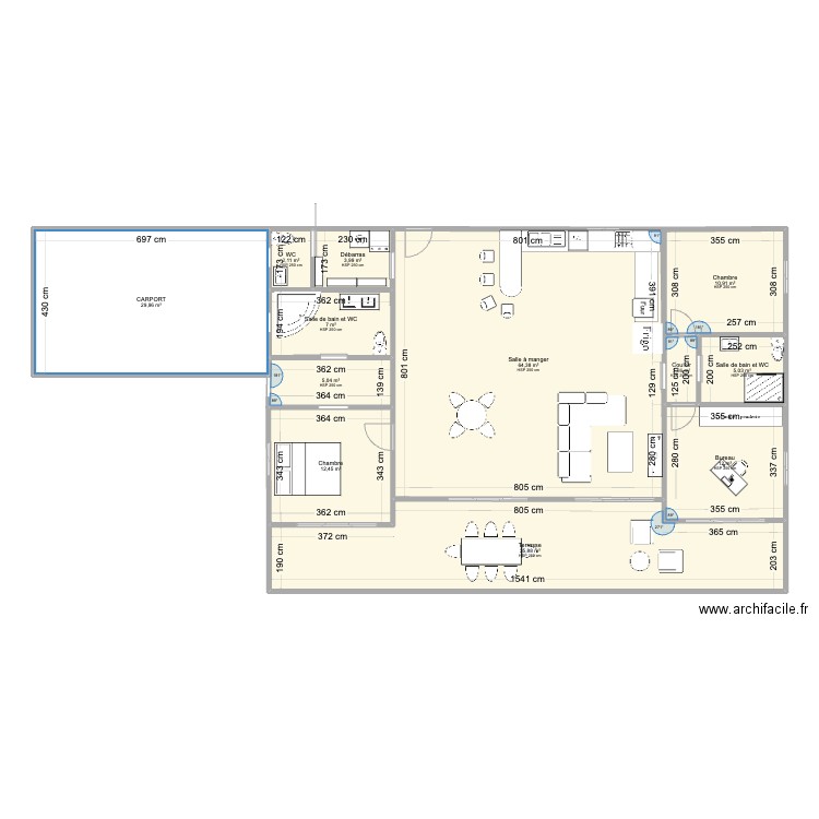 PLAN F4 (PROJET AGRANDISSEMENT +MODULE A DROITE). Plan de 12 pièces et 191 m2