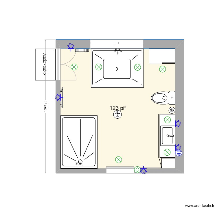 Mimmie's bathroom. Plan de 1 pièce et 11 m2