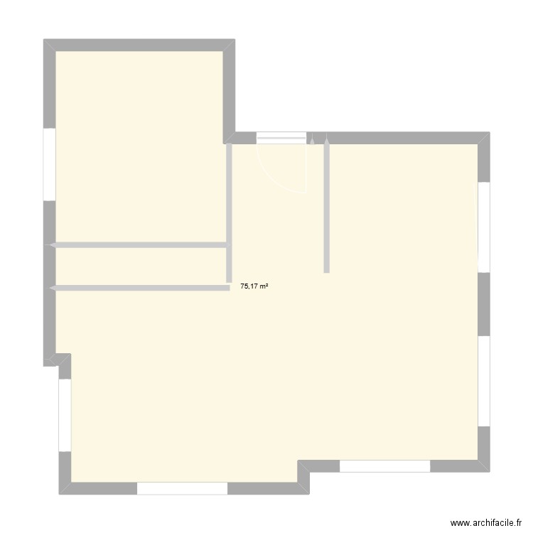 planros. Plan de 1 pièce et 75 m2