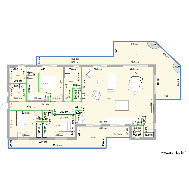 vicq. Plan de 11 pièces et 195 m2