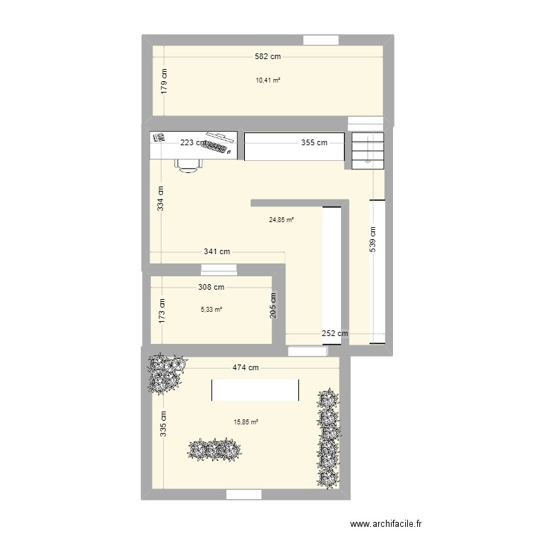 Brin de Folie. Plan de 4 pièces et 56 m2