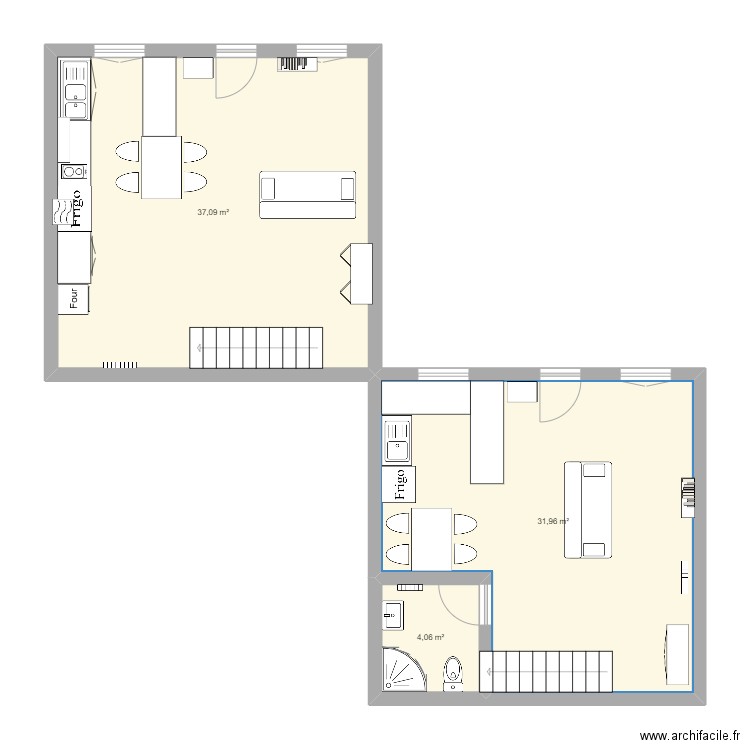 dépendance Chavagnes. Plan de 3 pièces et 73 m2