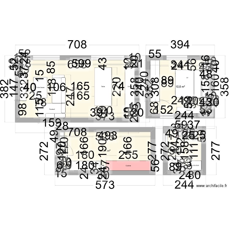 Appartement. Plan de 4 pièces et 48 m2