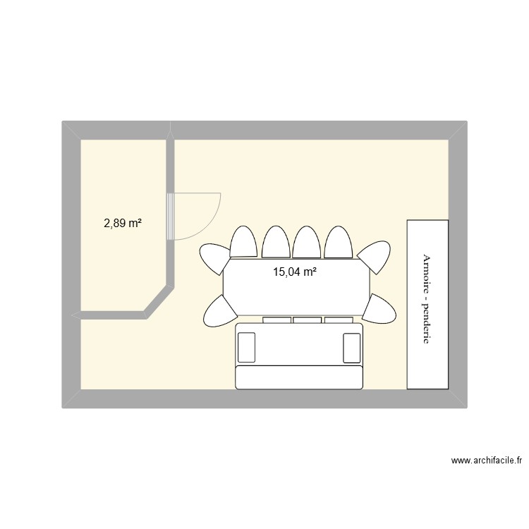 Extension. Plan de 2 pièces et 18 m2