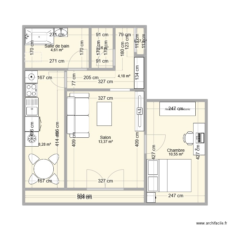 Appartement DoDo. Plan de 8 pièces et 46 m2