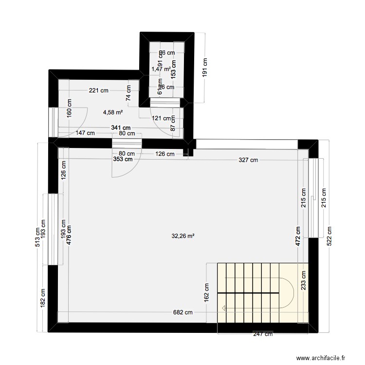 Maison . Plan de 3 pièces et 38 m2