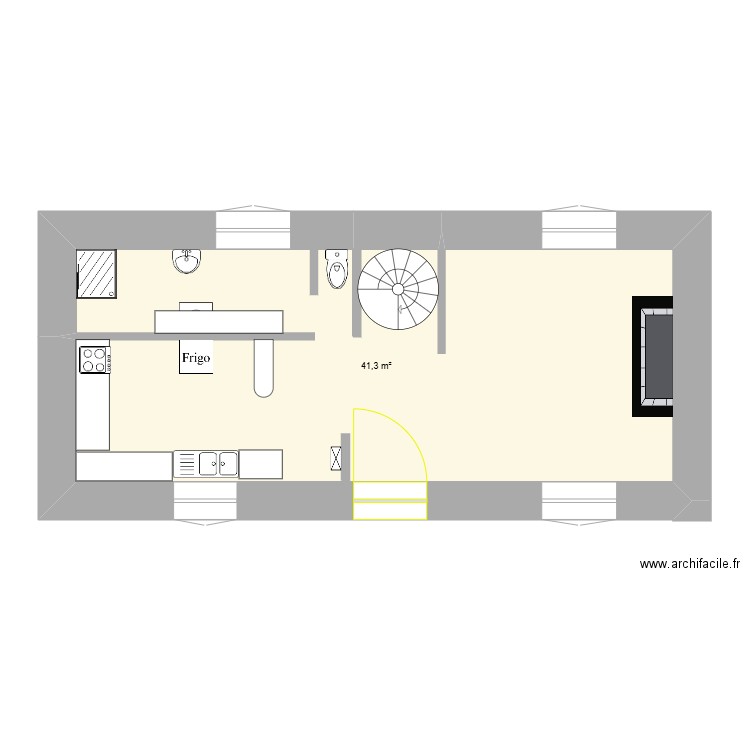 plan N° 1 trame MAISON. Plan de 1 pièce et 41 m2