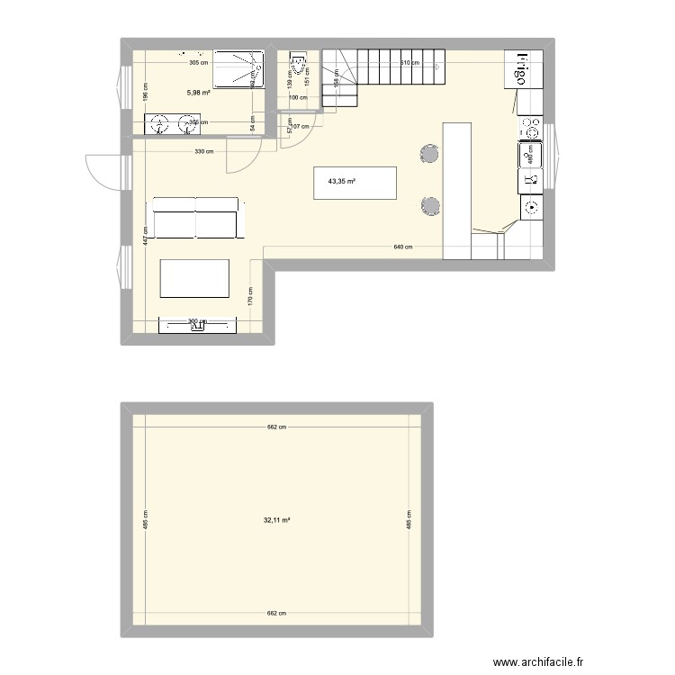 Jessy. Plan de 3 pièces et 81 m2