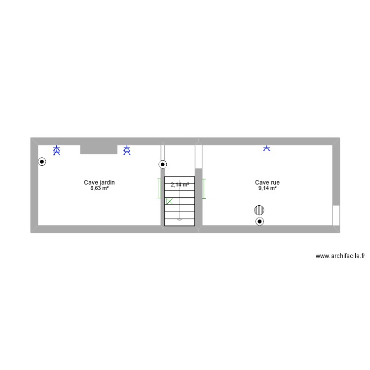 Maison - Cave. Plan de 3 pièces et 20 m2