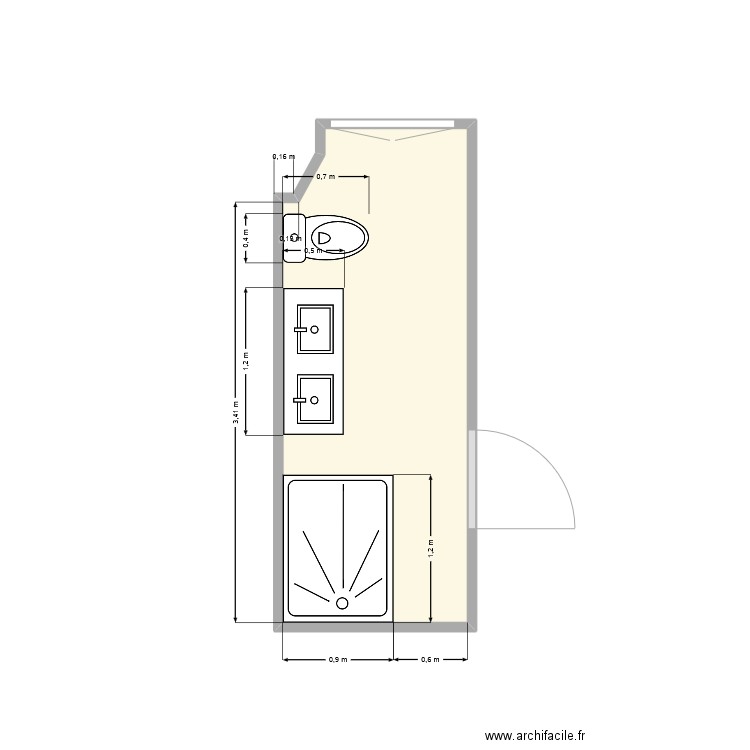 versailles. Plan de 1 pièce et 6 m2