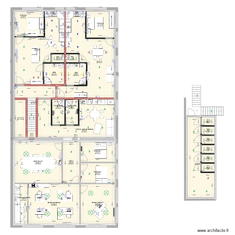 bureau Franck. Plan de 30 pièces et 416 m2