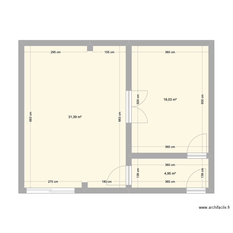 R6-R7. Plan de 3 pièces et 54 m2