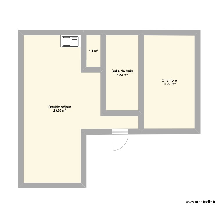 Option Soleil. Plan de 4 pièces et 42 m2