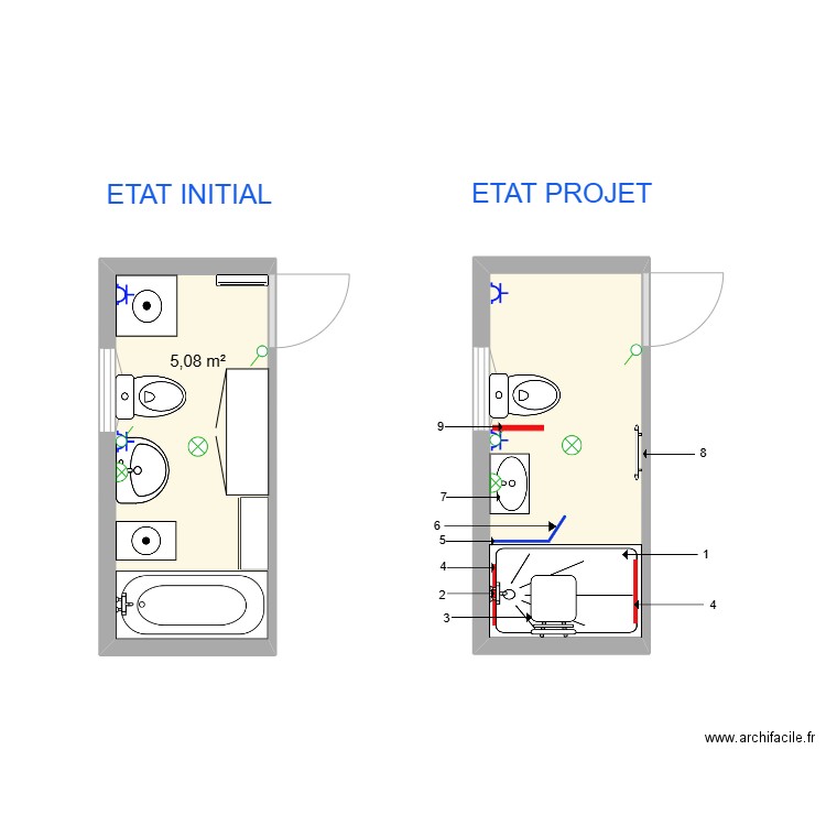 MARGARIA GUY. Plan de 2 pièces et 10 m2