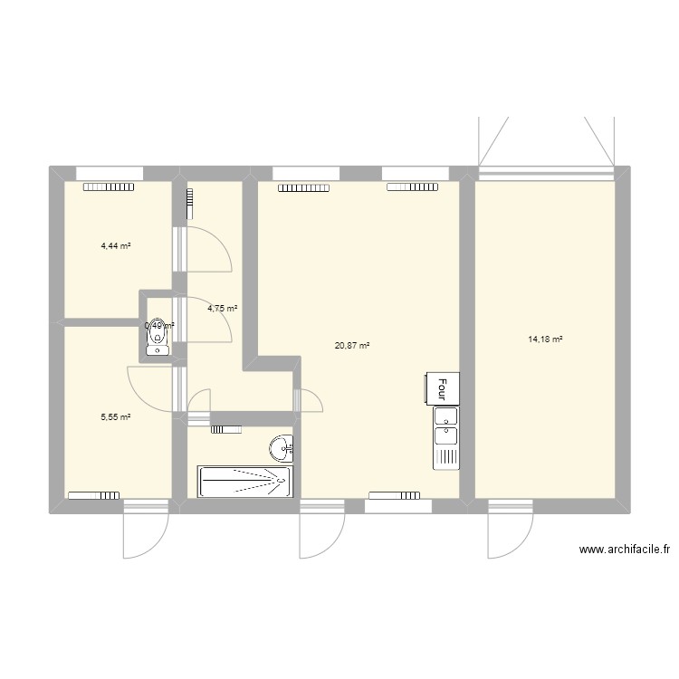 plan rdc. Plan de 6 pièces et 50 m2