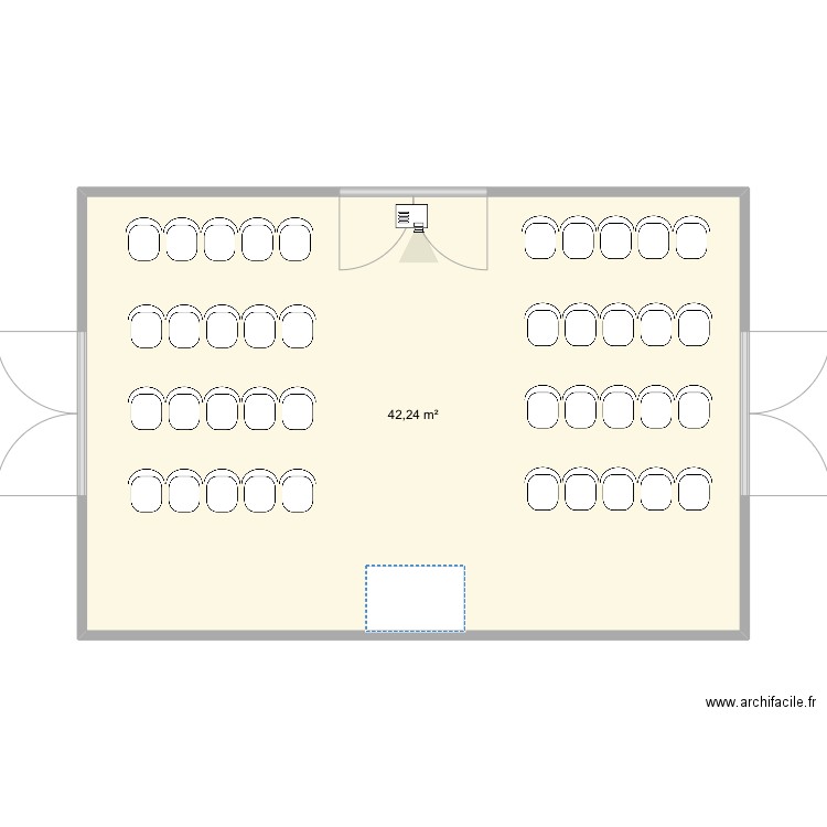 Projection. Plan de 1 pièce et 42 m2