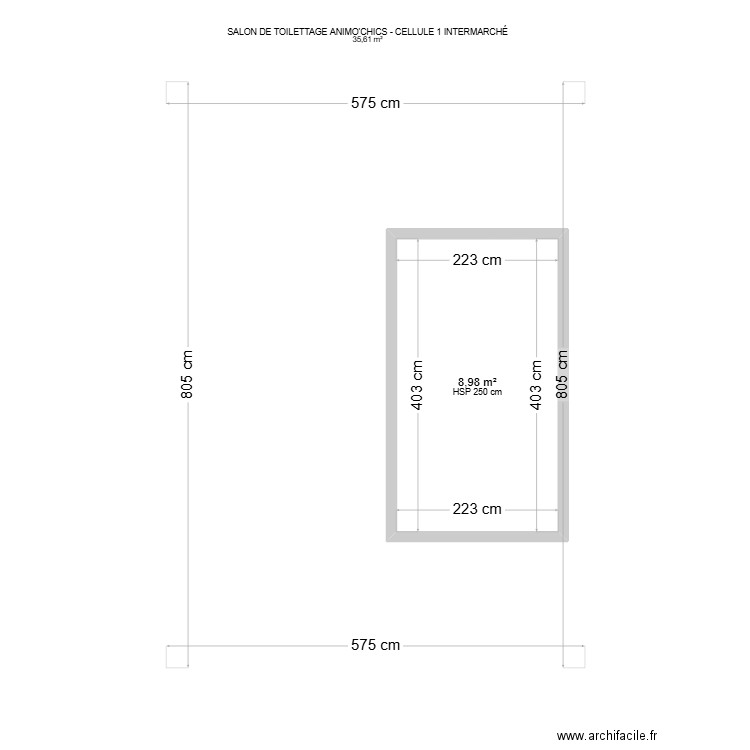 SALON DE TOILETTAGE ANIMO'CHICS - CELLULE 1 INTERMARCHÉ. Plan de 2 pièces et 55 m2