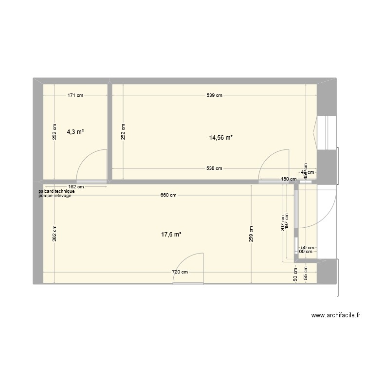 bureau plan cloisons. Plan de 3 pièces et 36 m2