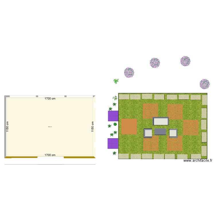 salle. Plan de 1 pièce et 195 m2