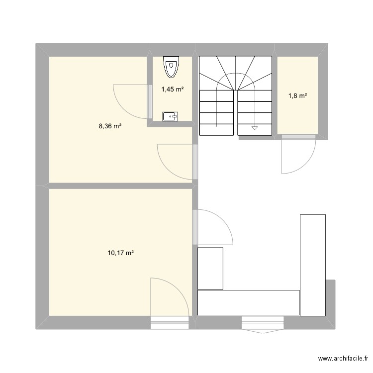 Cuisine. Plan de 4 pièces et 22 m2