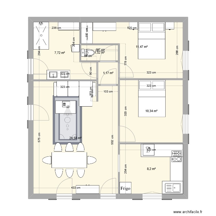 maison. Plan de 7 pièces et 65 m2