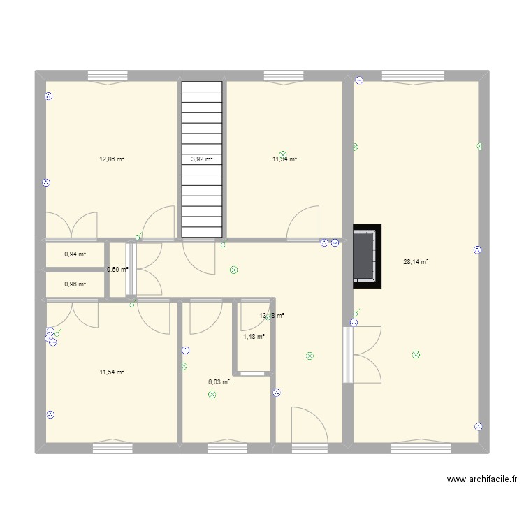 maison palais. Plan de 11 pièces et 91 m2