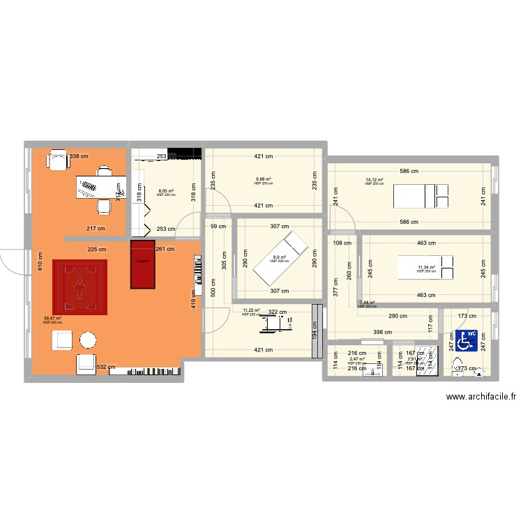 7460 FEDERAL 1ere renov. Plan de 11 pièces et 119 m2