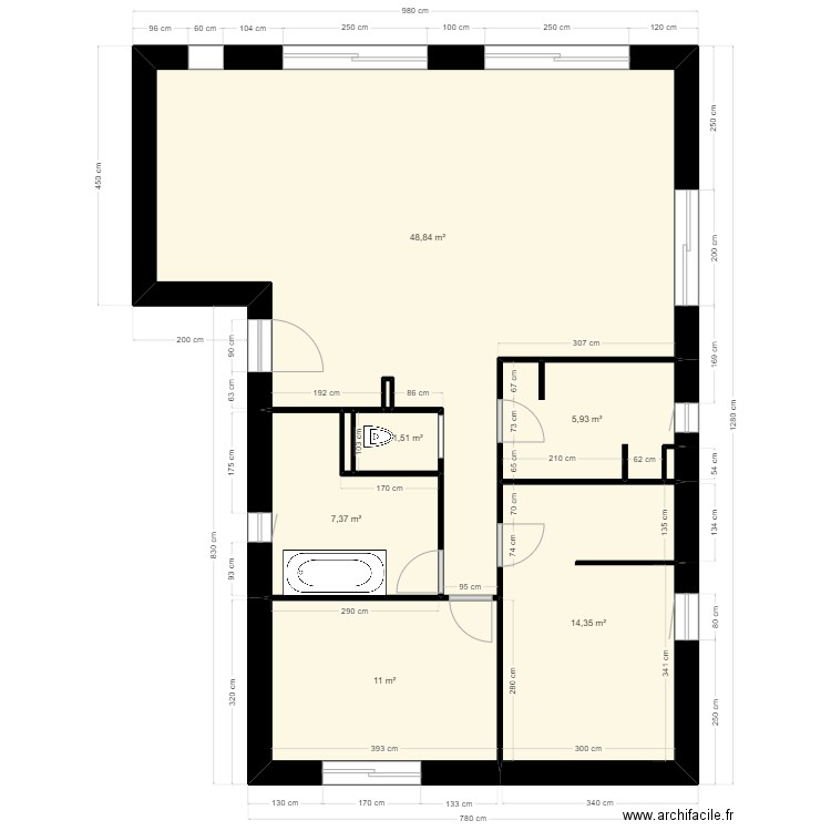 PLAN POUR BENDEUR . Plan de 9 pièces et 89 m2