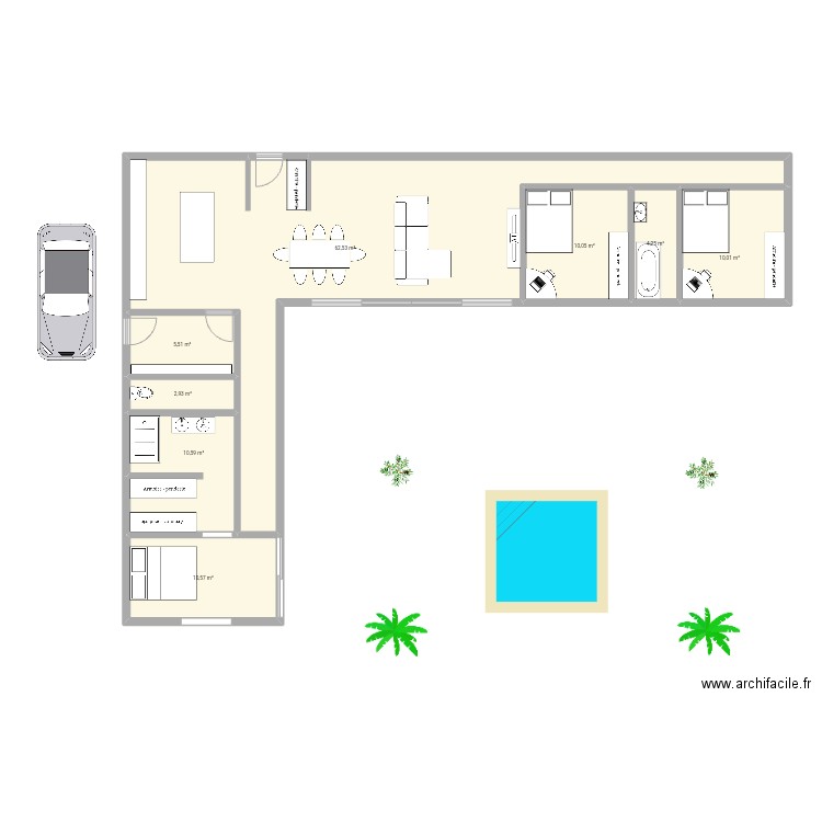 MAISON L. Plan de 8 pièces et 116 m2