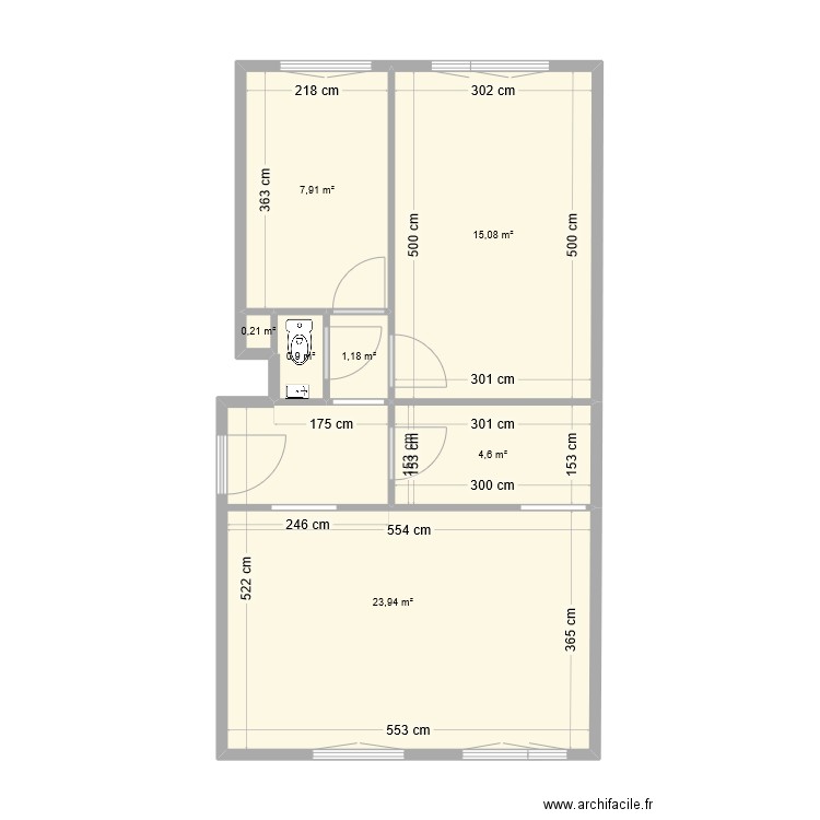 Lesage Initial. Plan de 7 pièces et 54 m2