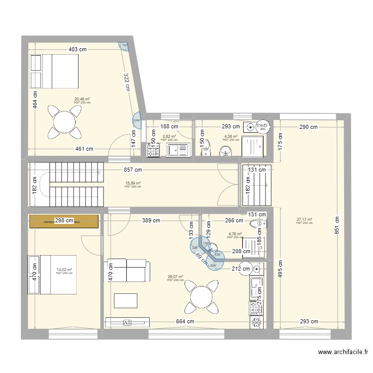 14 grand place - RDC. Plan de 8 pièces et 115 m2