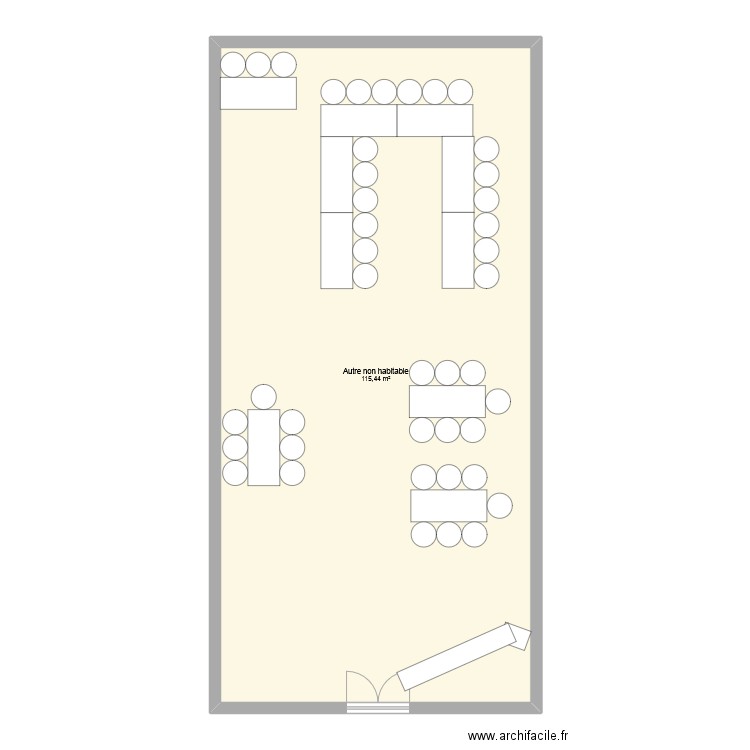 Salle réception. Plan de 1 pièce et 115 m2